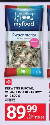 Krewetki surowe w pancerzu bez głowy 8-12 Myfood promocja w Selgros