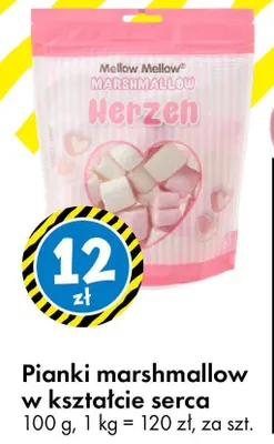 Pianki marshmallow w kształcie serca 100 g promocja w Tedi