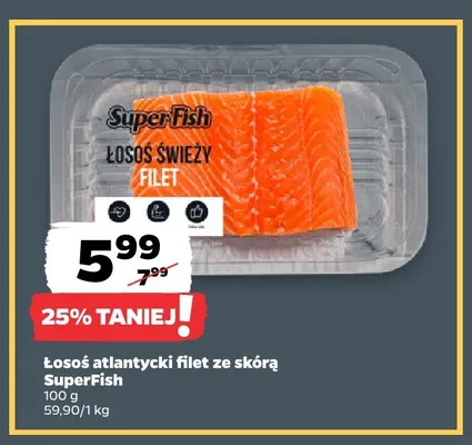 Łosoś atlantycki filet ze skórą SuperFish promocja w Netto