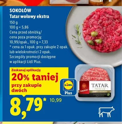 Tatar wołowy ekstra Sokołów promocja w Lidl