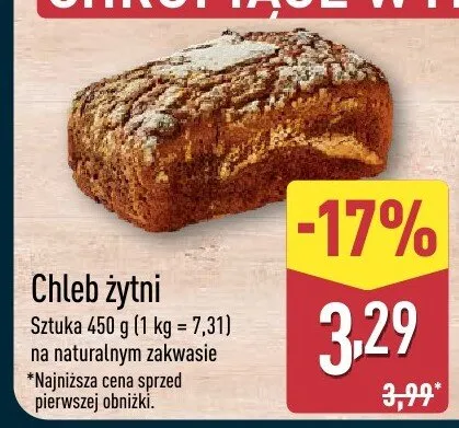 Chleb żytni jasny promocja w Aldi