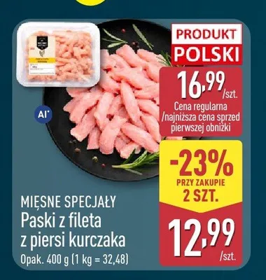 Paski z fileta z piersi kurczaka Mięsne Specjały promocja w Aldi
