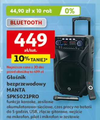 Głośnik bezprzewodowy MANTA SPK5021PRO promocja w Auchan