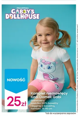 Komplet niemowlęcy Koci Domek Gabi dziewczęcy koszulka 100% bawełny i legginsy z bawełną promocja w Pepco