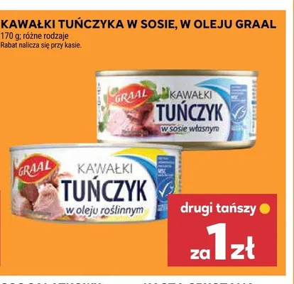 Kawałki tuńczyka w sosie własnym Graal promocja w Stokrotka