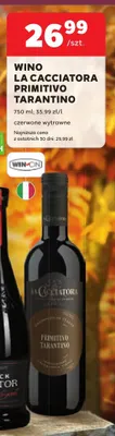 Wino czerwone La Cacciatora Primitivo Tarantino wytrawne promocja w Stokrotka