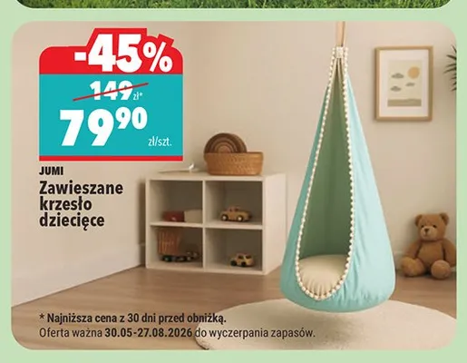 Zawieszane krzesło dziecięce Jumi promocja w Biedronka