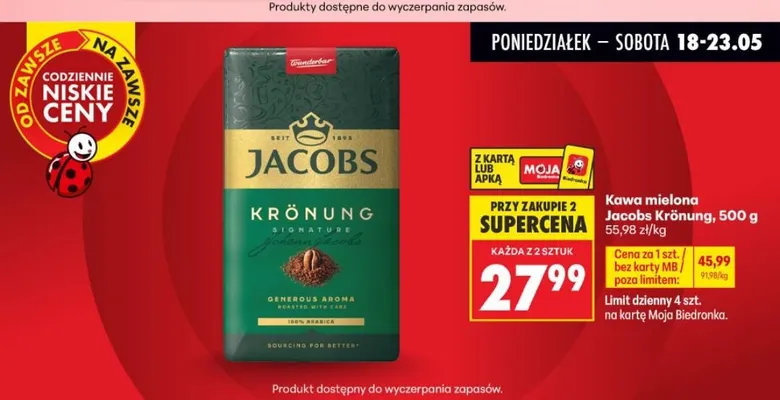 Kawa mielona Jacobs Krönung promocja w Biedronka