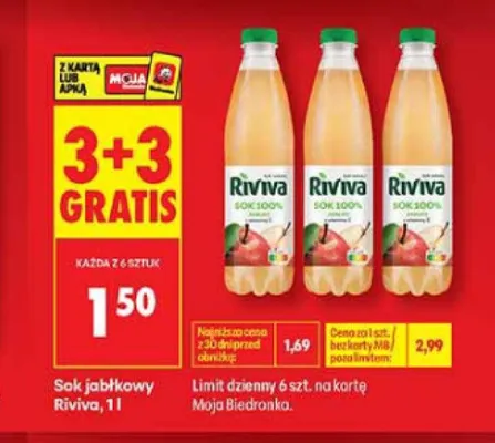 Sok jabłkowy Riviva promocja w Biedronka
