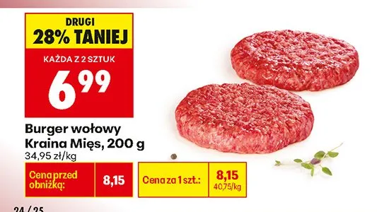Burger wołowy Kraina Mięs, 200 g promocja w Biedronka