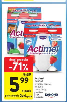 Actimel Danone 4-pak promocja w Intermarche