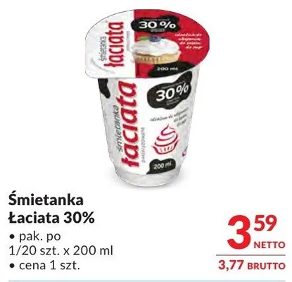 Śmietanka Łaciata 30% promocja w Makro