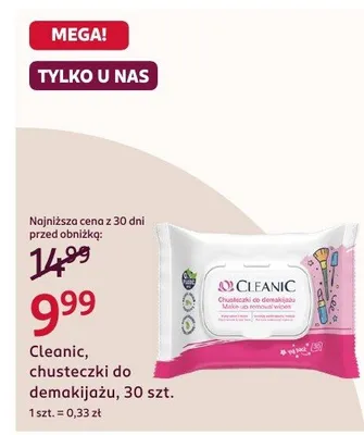 Chusteczki do demakijażu Cleanic 30szt promocja w Rossmann