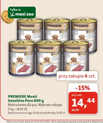 Mokra karma dla psa Premiere Meati Sensitive Pure promocja w MAXI ZOO