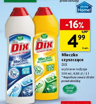 Mleczko czyszczące Active Fresh Dix promocja w Intermarche