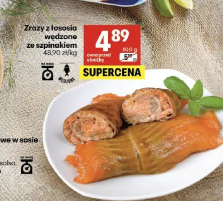 Zrazy z łososia wędzone ze szpinakiem promocja w Delikatesy Centrum