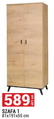 Szafa 1 System John dąb lefkas/czarny 81x191x55cm promocja w Merkury Market