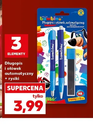 Zestaw długopis i ołówek automatyczny + rysiki Moje Bambino promocja w Kaufland