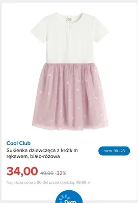 Sukienka dziewczęca z krótkim rękawem biało-różowa Cool Club promocja w Smyk