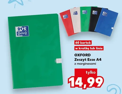 Zeszyt Esse A4 Oxford z marginesami 60 kartek w kratkę promocja w Kaufland