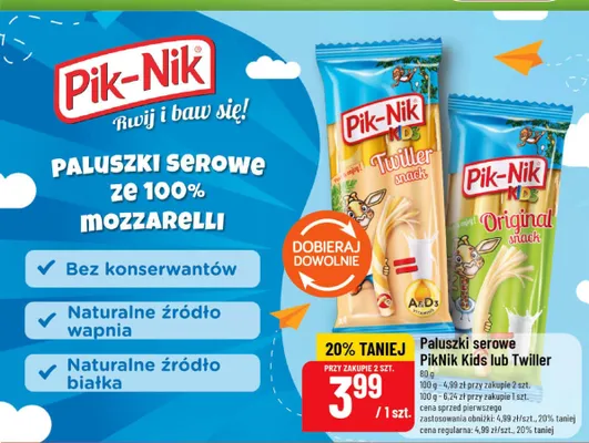 Paluszki serowe Pik-Nik Kids Original promocja w POLOmarket
