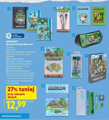 Zestaw akcesoriów szkolnych Minecraft promocja w Lidl