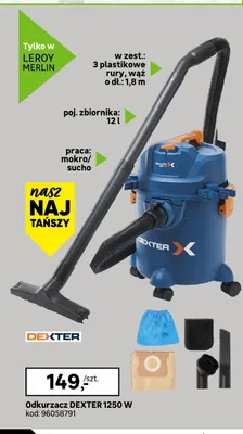 Odkurzacz Dexter 1250W 12l promocja w Leroy Merlin