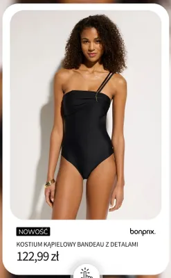 Kostium kąpielowy bandeau z detalami Bonprix promocja w bonprix