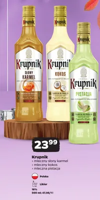 Likier Krupnik mleczny słony karmel promocja w Netto