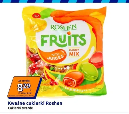Kwaśne cukierki twarde Roshen Fruits Candy Mix promocja w Action
