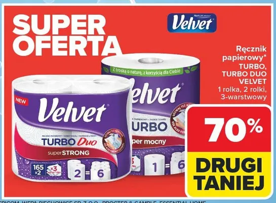 Ręcznik papierowy Turbo, Turbo Duo, Velvet promocja w Carrefour Market