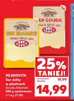 Ser żółty w plastrach edamski Mlekovita promocja w Kaufland