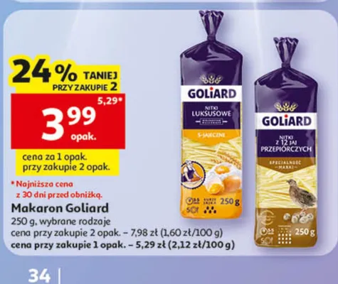Makaron Goliard promocja w Auchan