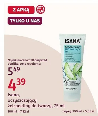 Oczyszczający żel-peeling do twarzy Isana promocja w Rossmann