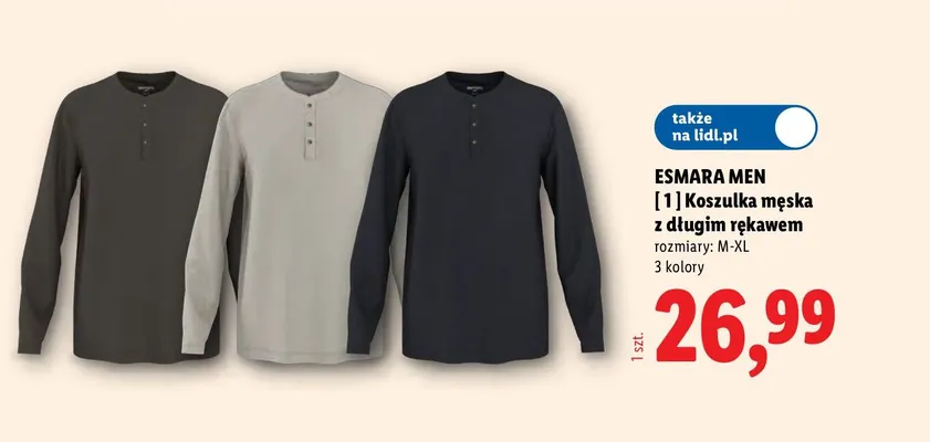 Koszulka męska z długim rękawem promocja w Lidl