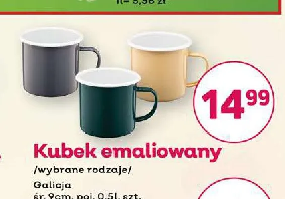 Kubek emaliowany Galicja 0,5 l promocja w Bliski