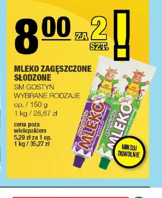 Mleko zagęszczone słodzone SM Gostyń promocja w SPAR