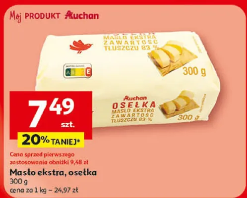 Masło ekstra, osełka promocja w Auchan