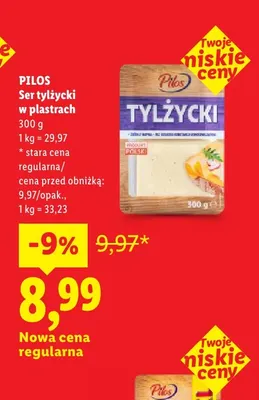 Ser tylżycki w plastrach Pilos promocja w Lidl