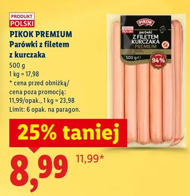 Parówki z filetem z kurczaka promocja w Lidl