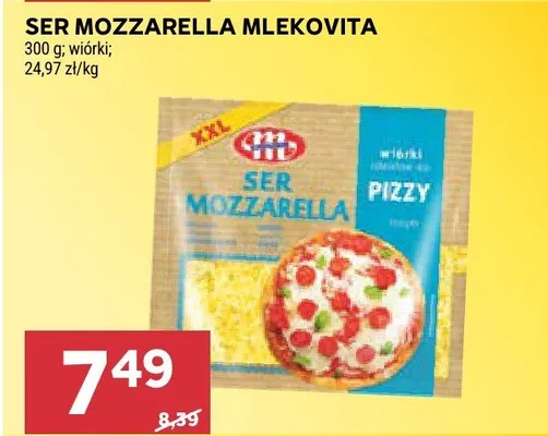 Ser Mozzarella wiórki Mlekovita promocja w Stokrotka