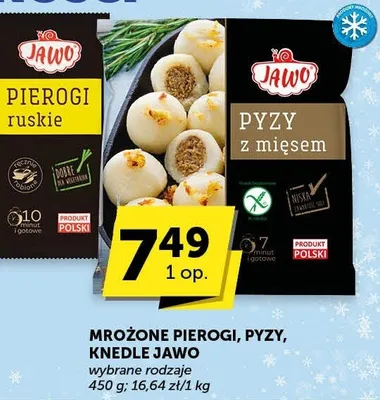 Mrożone pierogi ruskie, pyzy z mięsem, knedle promocja w Groszek