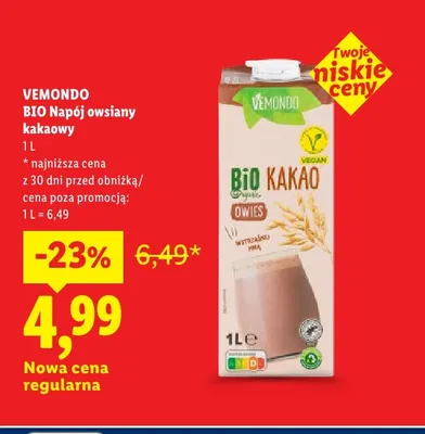 Napój owsiany kakaowy Vemondo promocja w Lidl
