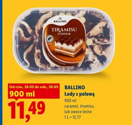 Lody z polewą caramel Ballino promocja w Lidl