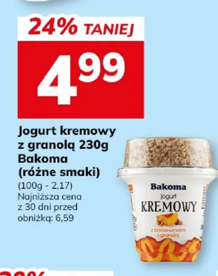Jogurt kremowy z granolą Bakoma promocja w Hitpol