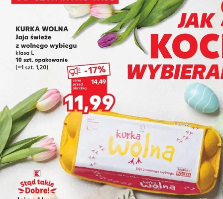 Jaja świeże z wolnego wybiegu klasa L promocja w Kaufland