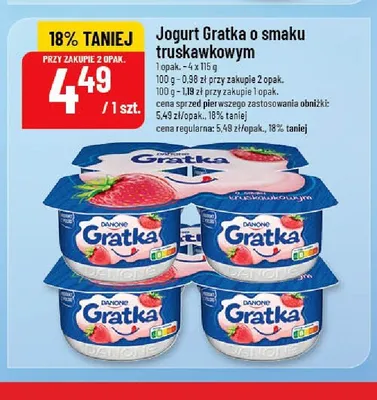 Jogurt Gratka o smaku truskawkowym 4-pak 115g promocja w POLOmarket