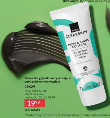 Maseczka głęboko oczyszczająca pory z aktywnym węglem Avon promocja w AVON