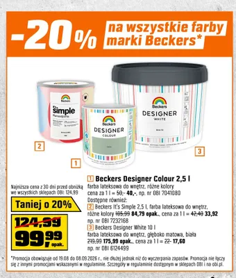 Farba lateksowa Beckers Designer Colour promocja w OBI