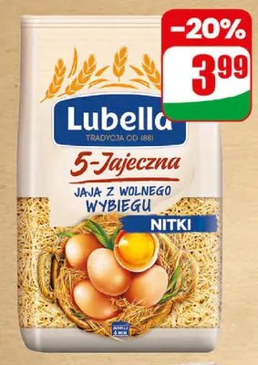 Makaron 5-jajeczny Wolny Wybieg nitki Lubella promocja w Dino